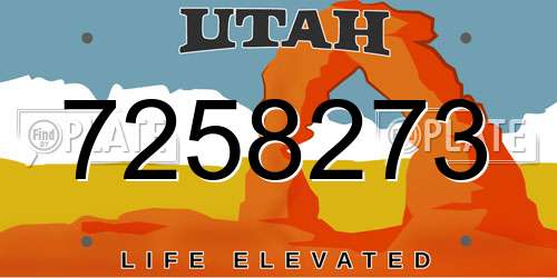 7258273 Utah License Plate