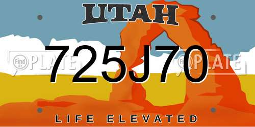 725J70 Utah License Plate