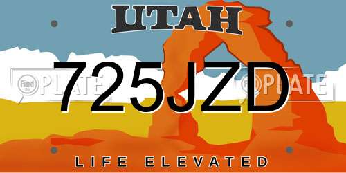 725JZD Utah License Plate