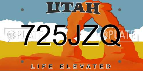 725JZQ Utah License Plate
