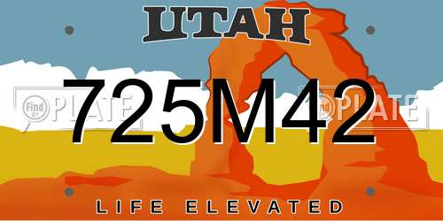 725M42 Utah License Plate