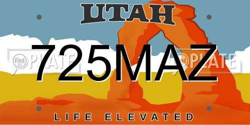 725MAZ Utah License Plate