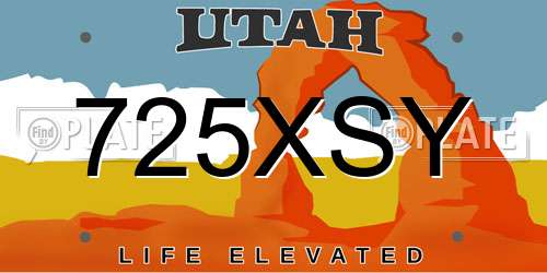 725XSY Utah License Plate