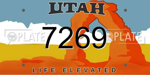 7269 Utah License Plate