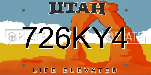 726KY4 Utah License Plate