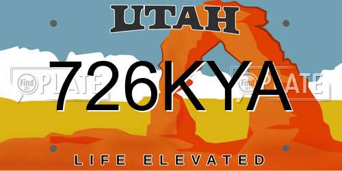 726KYA Utah License Plate
