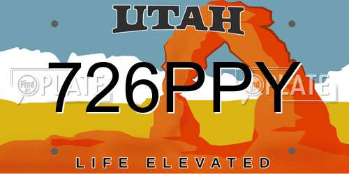 726PPY Utah License Plate