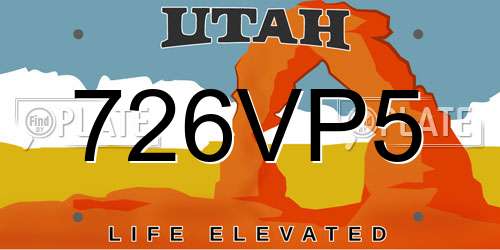 726VP5 Utah License Plate