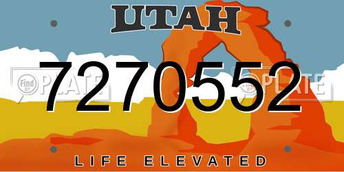7270552 Utah License Plate
