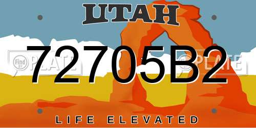 72705B2 Utah License Plate