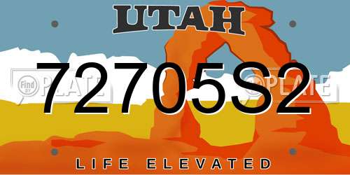 72705S2 Utah License Plate