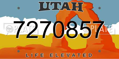 7270857 Utah License Plate