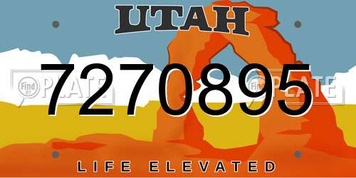 7270895 Utah License Plate