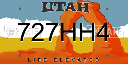 727HH4 Utah License Plate