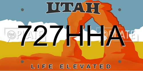 727HHA Utah License Plate