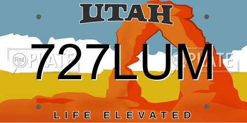 727LUM Utah License Plate