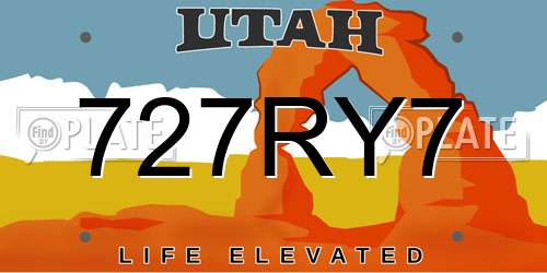 727RY7 Utah License Plate