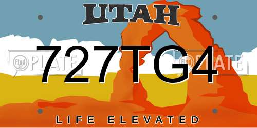 727TG4 Utah License Plate