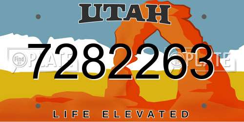 7282263 Utah License Plate