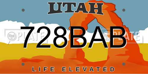728BAB Utah License Plate