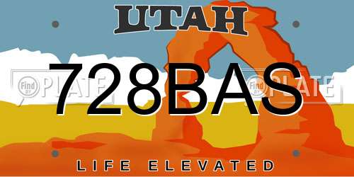728BAS Utah License Plate