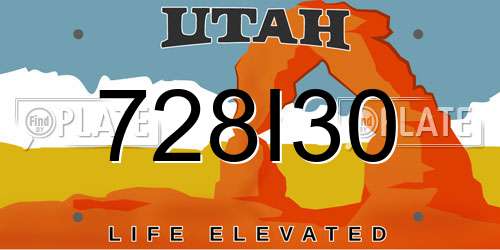 728I30 Utah License Plate
