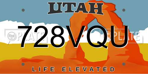 728VQU Utah License Plate