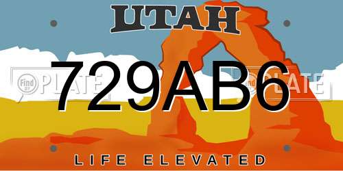 729AB6 Utah License Plate