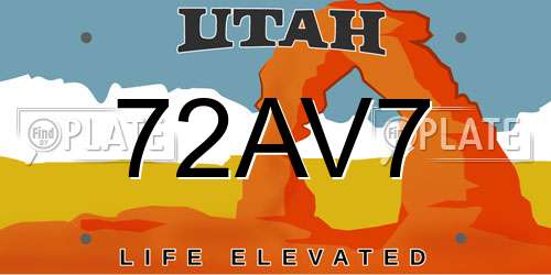72AV7 Utah License Plate
