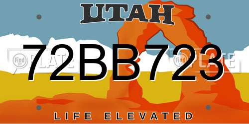 72BB723 Utah License Plate