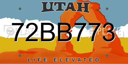 72BB773 Utah License Plate