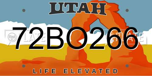 72BO266 Utah License Plate