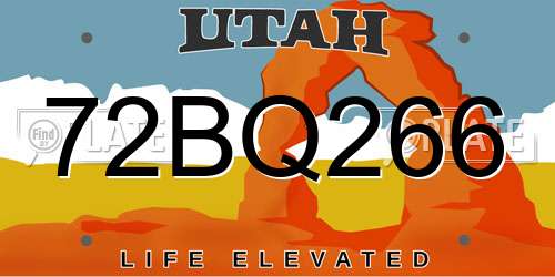 72BQ266 Utah License Plate