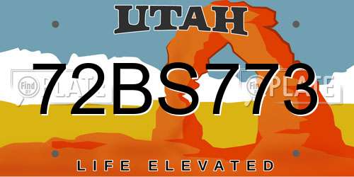 72BS773 Utah License Plate