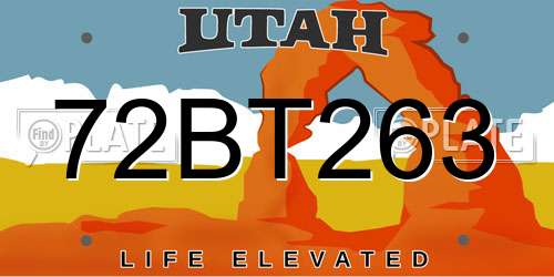 72BT263 Utah License Plate