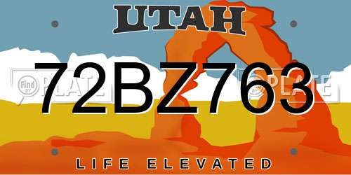 72BZ763 Utah License Plate