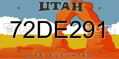 72DE291 Utah License Plate