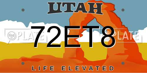72ET8 Utah License Plate