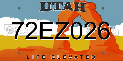 72EZ026 Utah License Plate