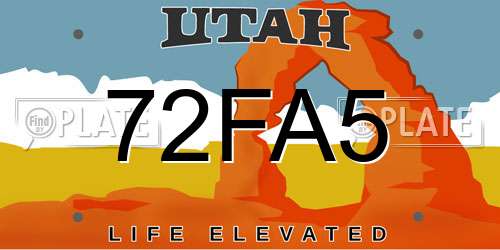 72FA5 Utah License Plate