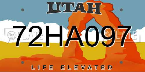 72HA097 Utah License Plate