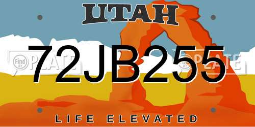 72JB255 Utah License Plate