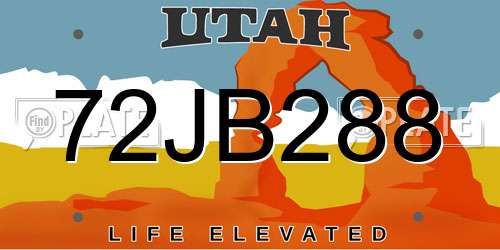 72JB288 Utah License Plate