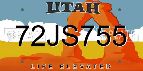72JS755 Utah License Plate