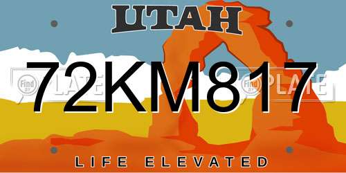 72KM817 Utah License Plate