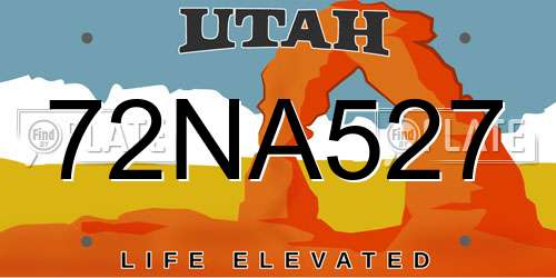 72NA527 Utah License Plate