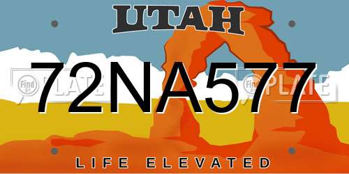 72NA577 Utah License Plate