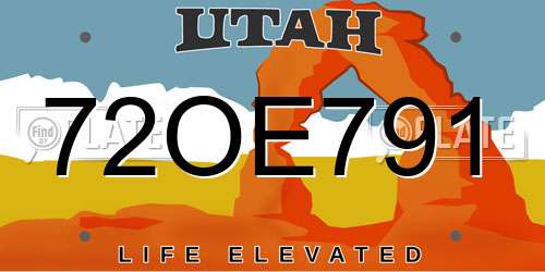 72OE791 Utah License Plate