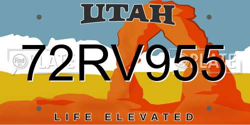 72RV955 Utah License Plate