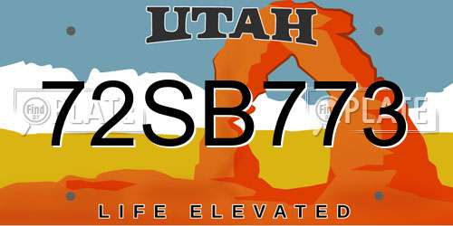 72SB773 Utah License Plate